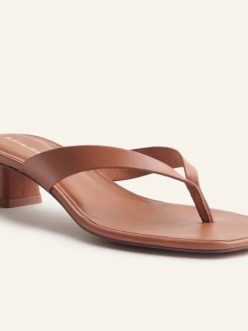 Reformation Dana Block Heel Thong Sandals Brown Leather Women size 10